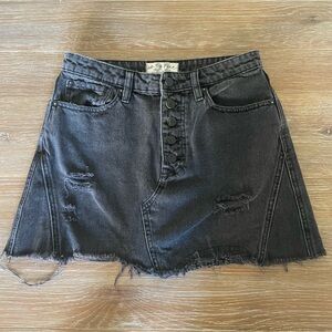 Free People Black Denim Skirt